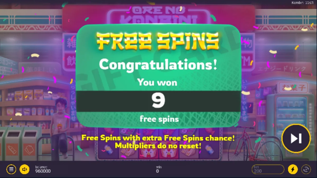 Tampilan visual slot Ore No Konbini dengan latar belakang toko serba ada Jepang yang estetik.